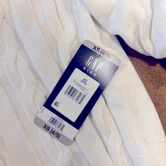 GAP White and Blue Crewneck Sweater with Ribbed Texture - Picture 4 of 4